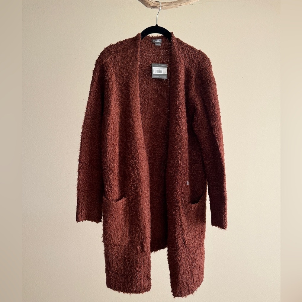 Eddie Bauer Long Brown Moonspun Cardigan NEW w/ tag